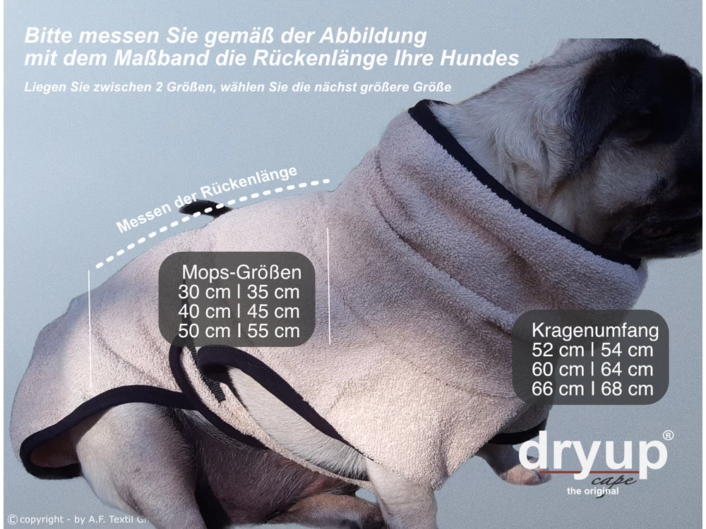 Dryup Cape Hundebademantel Mops Spezial Sand – Bild 3
