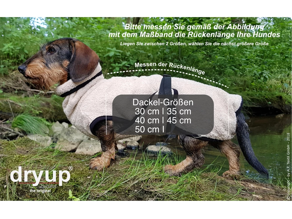 Dryup Cape Hundebademantel Dackel Spezial Sand – Bild 3