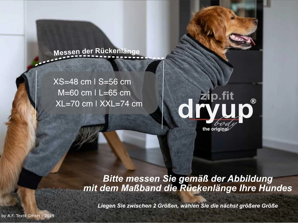 Dryup Body Zip.fit Hundebademantel Anthrazit – Bild 8
