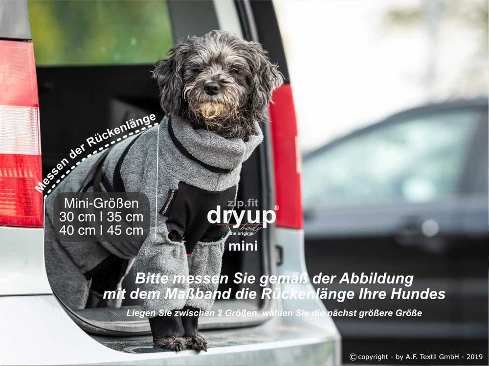 Dryup Body Zip.fit Mini Hundebademantel Anthrazit – Bild 5