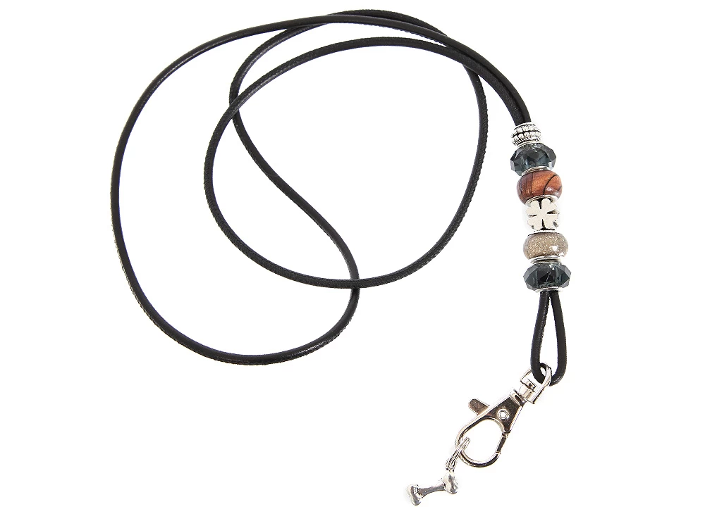 Mein Leder-Pfeifenband Mit Schmucksteinen Schwarz