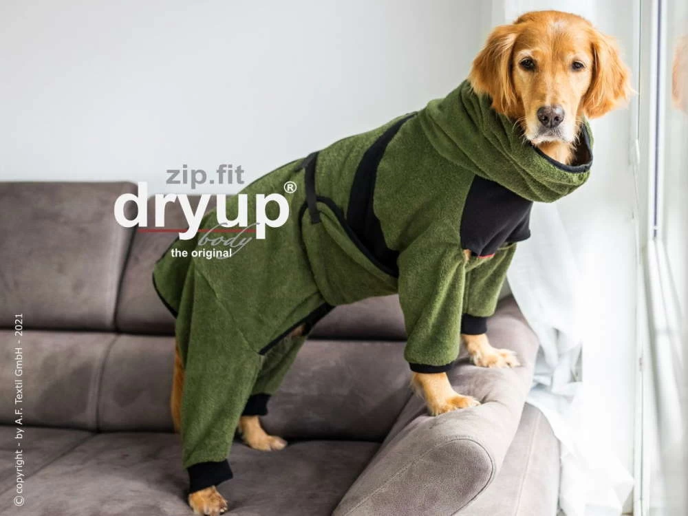 Dryup Body Zip.fit Hundebademantel Moos