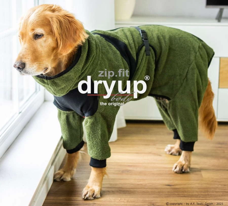Dryup Body Zip.fit Hundebademantel Moos – Bild 3