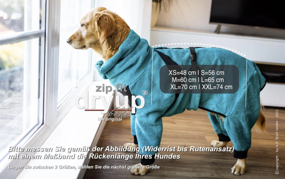 Dryup Body Zip.fit Hundebademantel Petrol – Bild 3