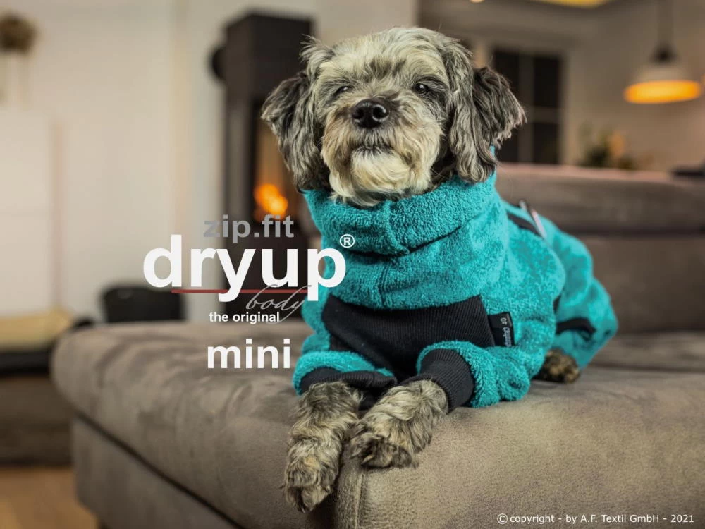 Dryup Body Zip.fit Mini Hundebademantel Petrol – Bild 2