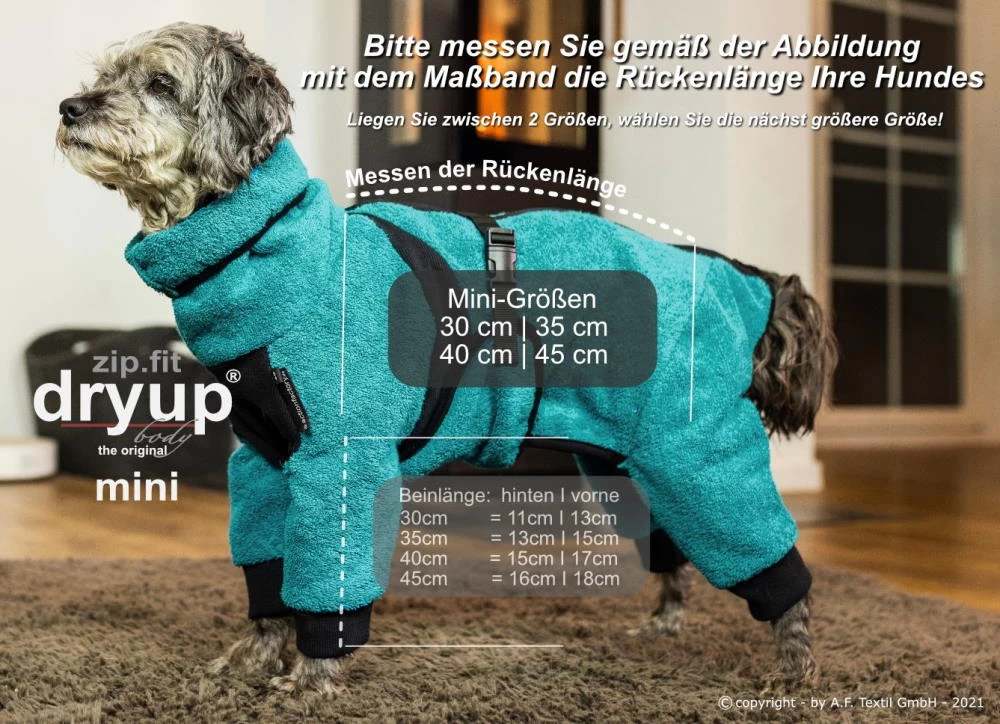 Dryup Body Zip.fit Mini Hundebademantel Petrol – Bild 4